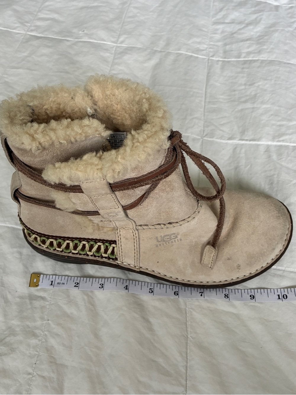 UGG Australia Vintage Shearling Lace-Up Ankle Boots Tan Size 9 - Picture 10 of 10